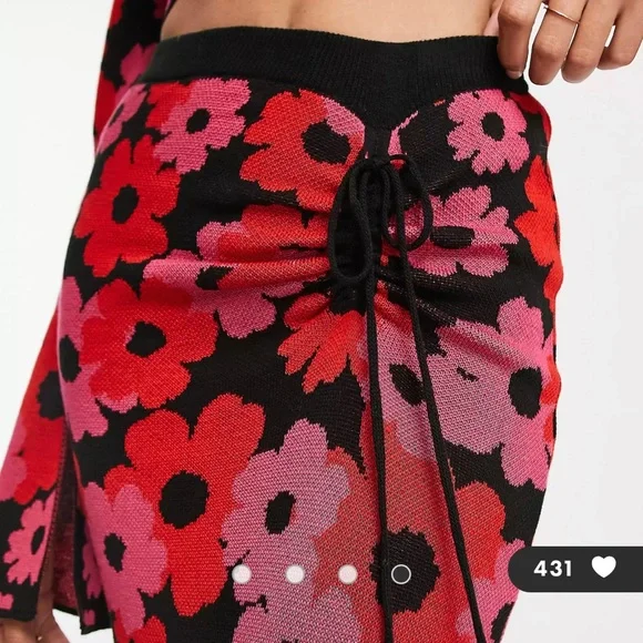 NWT ASOS DESIGN knit midi skirt in floral pattern - Picture 5 of 6